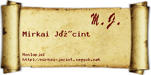 Mirkai Jácint névjegykártya